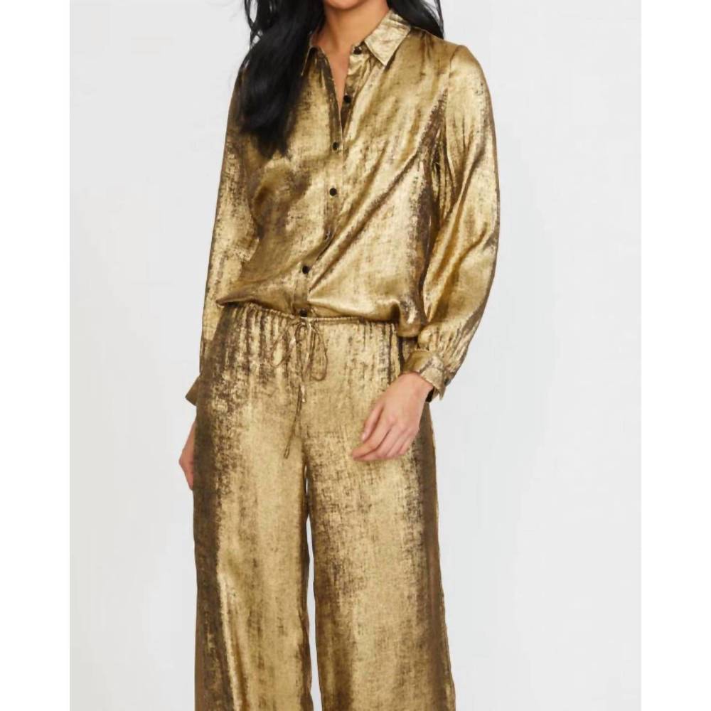 NEW STELLAH gilded button down shirt in gold